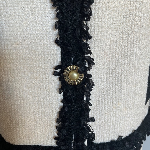 St. John Collection Cream Black Applique Knit Crepe Evening Dress Jacket‎ Blazer - Picture 4 of 12